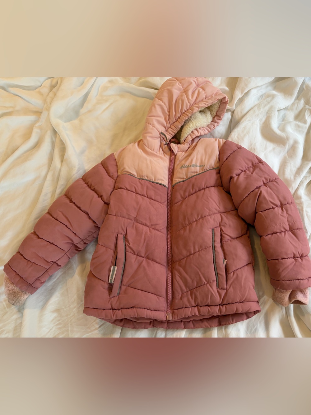 Eddie Bauer Girls' Pink Hooded Puffer Jacket -3T